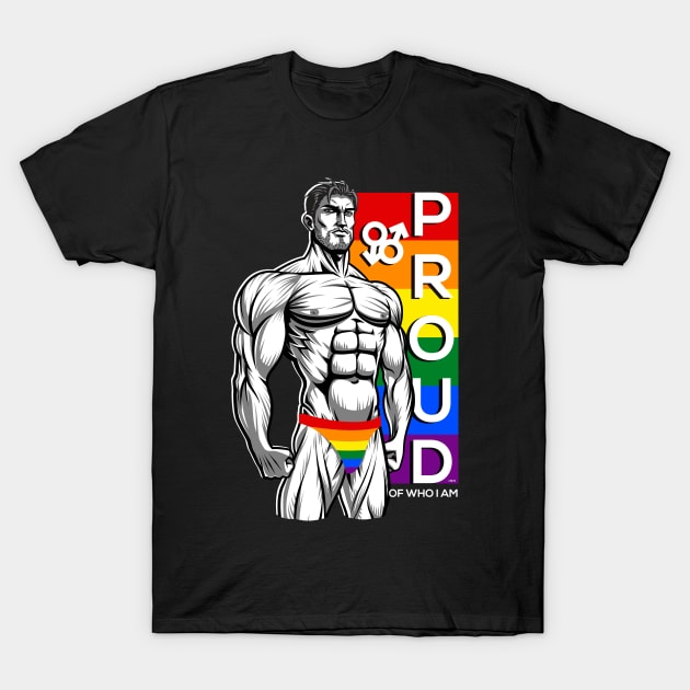 Proud of Who I am Gay Pride Muscle Man Gift T-Shirt by creative